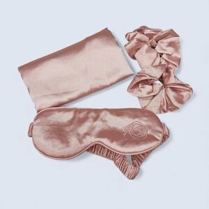 Summer & Rose Satin Sleep Set – Pillowcase, Eye Mask & 2 Scrunchies – Blush Pink